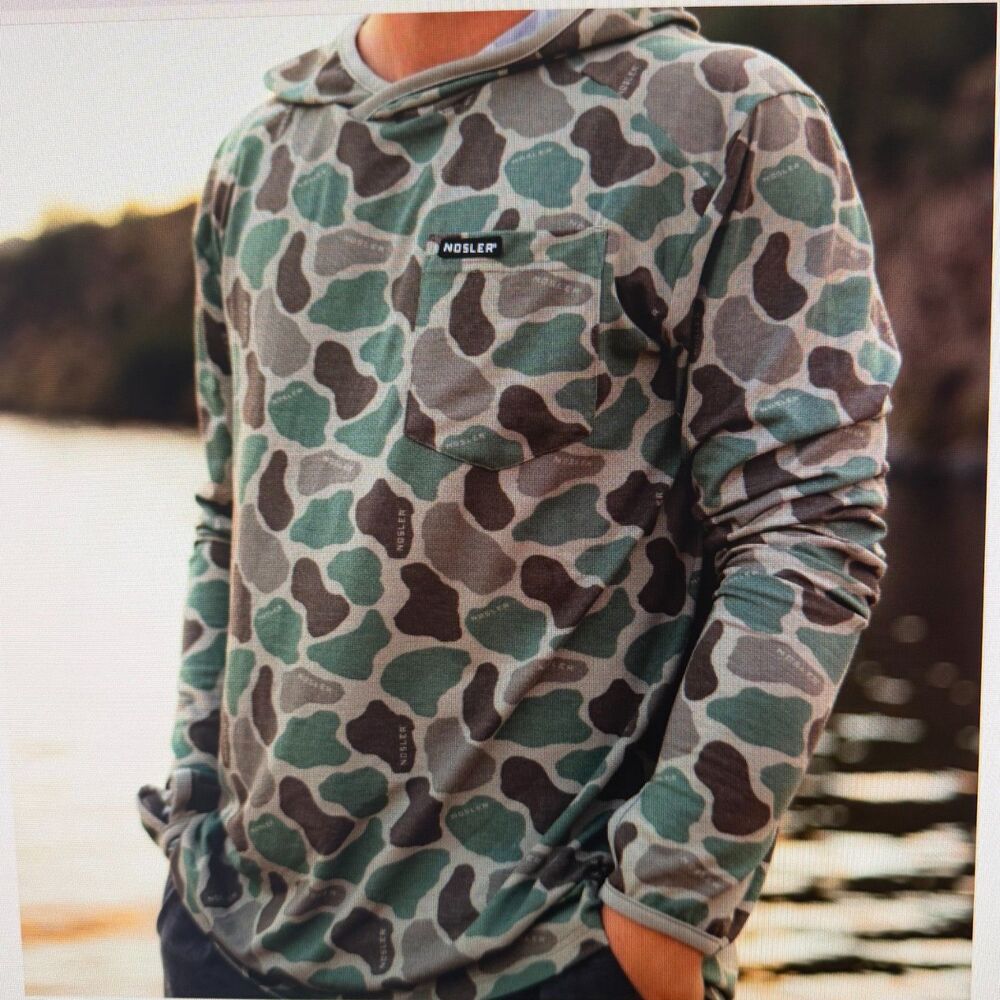 Nosler Long Sleeve Bamboo Hoodie Duck Camo Mens Medium